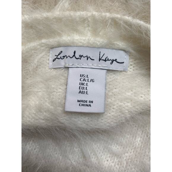 London Kaye Womens‎ White Pullover Fuzzy Sweater Size L Neutral Minimalist - Picture 2 of 6